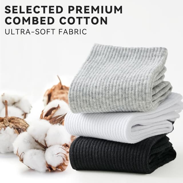 Detalle de Wamicu Damen-Socken im 5er-Pack (5 Paar) – dünne Tennis-/Sportsocken aus gekämmter Baumwolle, Größen 35–38 und 39–42