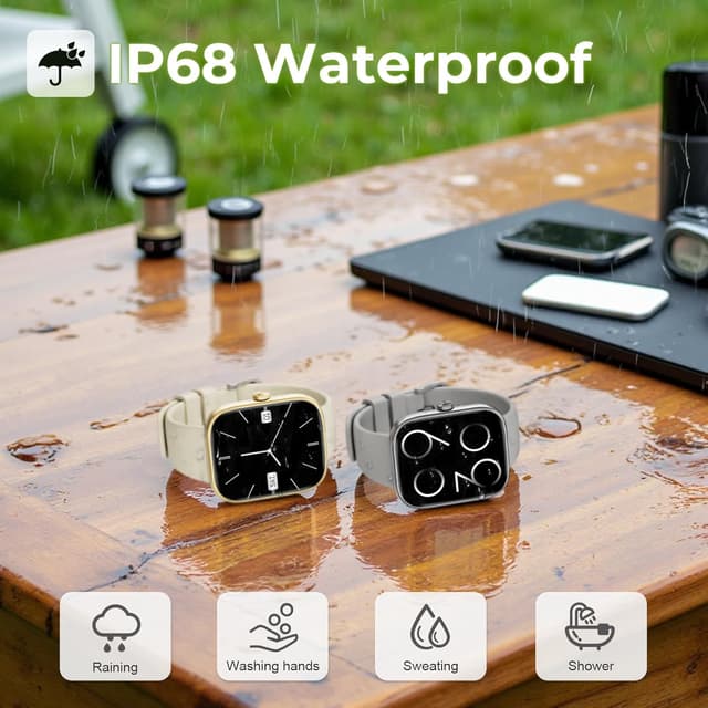 Detalle de Smart Watch for Men & Women (Answer/Make Calls) – 1.83" HD Fitness Watch in Champagne Gold