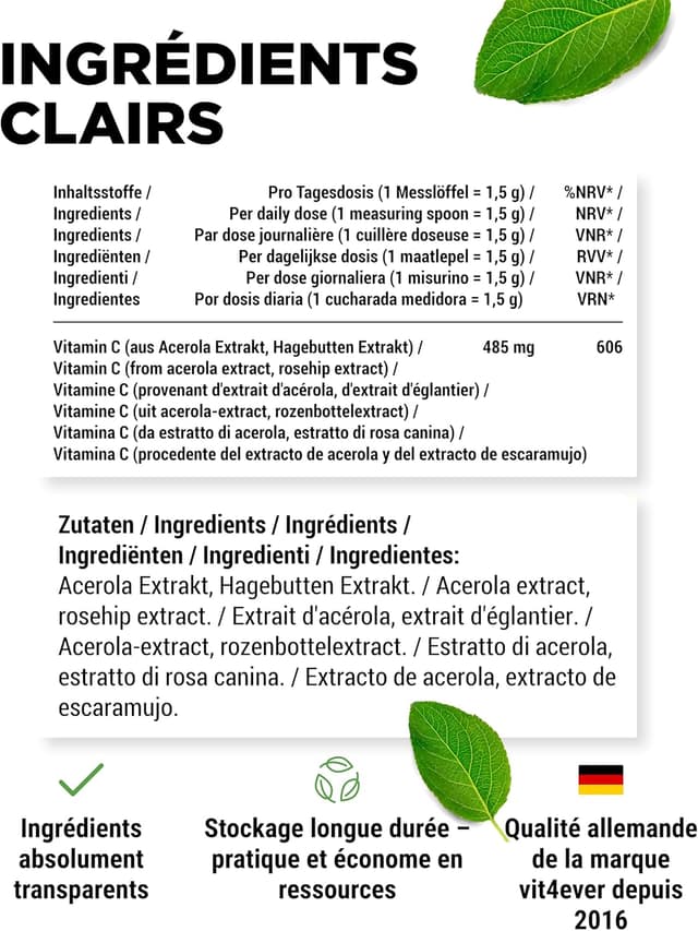 Thumbnail 4 de Poudre d'acérola 300 g — 1500 mg d'extrait, 200 portions 🍒