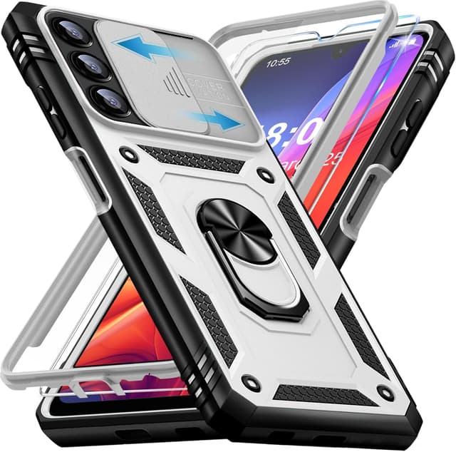 Detalle de Giyer Handyhülle für Samsung Galaxy A13 4G (mit Schutzfolie) – 360° drehbarer Metallring, Kameraschutz & stoßfestes Case Cover