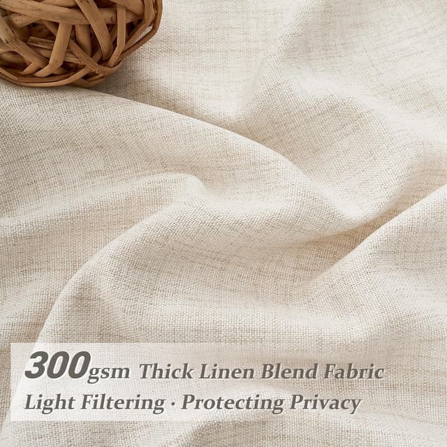 Detalle de Pinch Pleated Linen Curtains 96 in Light-Filtering Drapes 🪟
