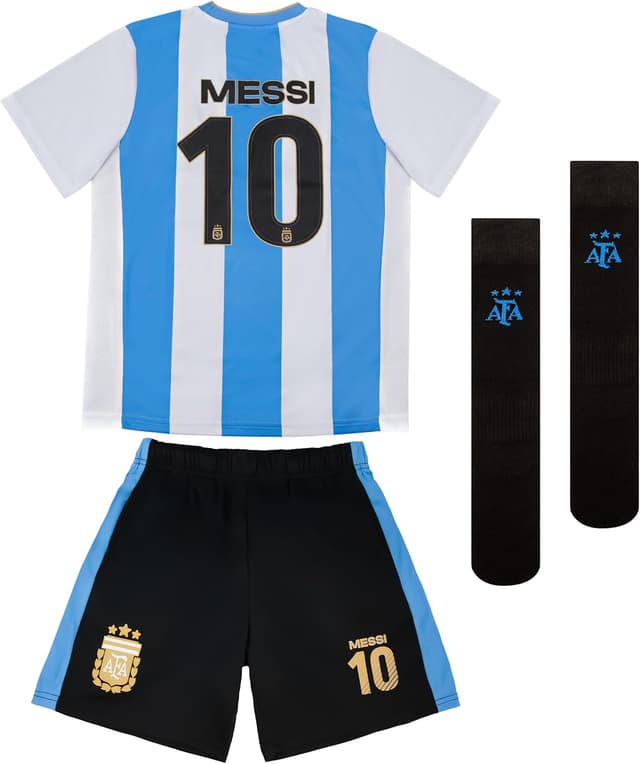 Detalle de Icon Sports Official Fan Pack Argentina 3-Piece Soccer Set (Lionel Messi) for Kids