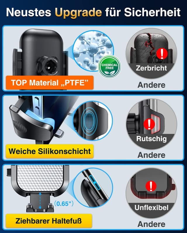 Thumbnail 5 de VANMASS Handyhalterung Auto 2026 3‑in‑1 Saugnapf