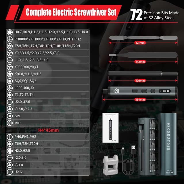 Detalle 2 de Koeutoze Mini electric screwdriver set 78-in-1