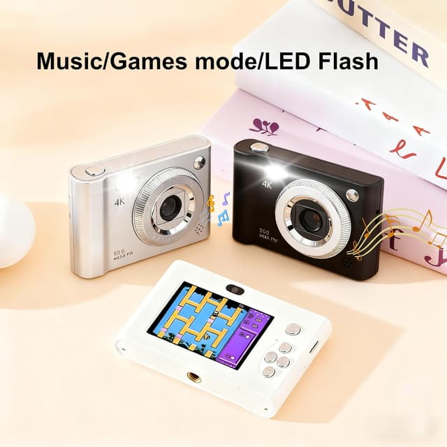 Thumbnail 6 de Digital Camera with Dual Screen (2.4-inch front & rear) – 1080P FHD / 44MP, 16X Zoom, anti-shake, 32GB card (Black)