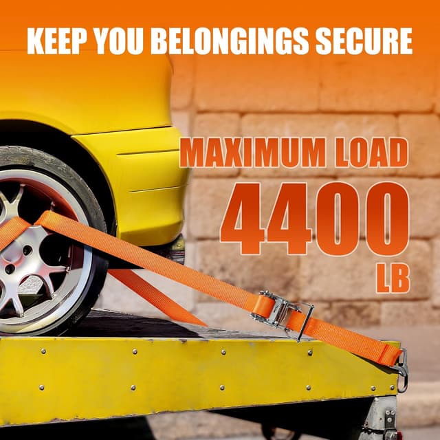 Detalle de IAZZCO 2 x 2000KG Ratchet Straps with Hooks (6m x 40mm) — heavy-duty tie downs for motorcycles, cars, trailers and more