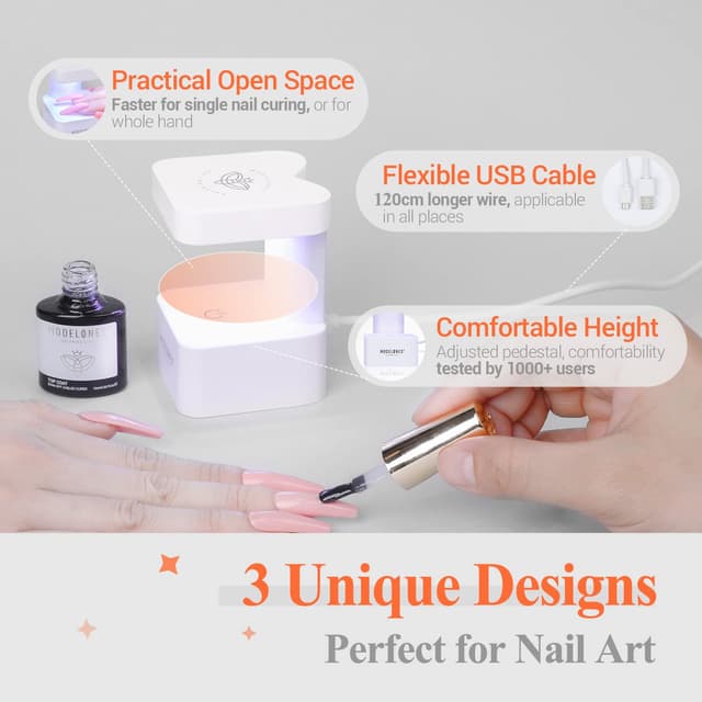 Detalle de modelones Mini UV Light for Gel Nails (2 Timer Modes, USB Portable LED Lamp)