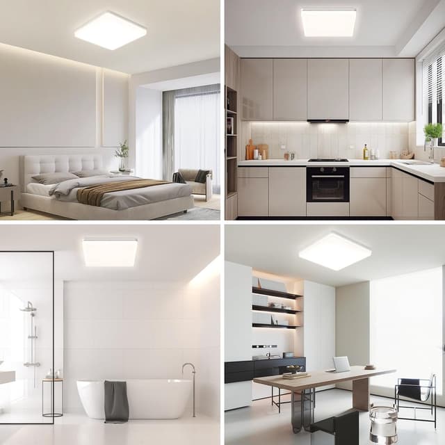 Thumbnail 6 de EASY EAGLE Plafoniera LED da soffitto quadrata 48W, 4000K, 4800 lm, IP44 (Ø 30 cm)