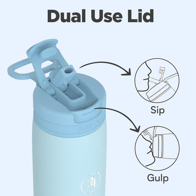 Thumbnail 1 de Fuel24 Duo stainless steel water bottle (700ml or 1L) with dual-use lid and straw