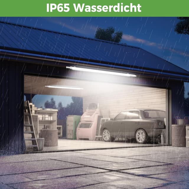 Detalle de zemty 2er Feuchtraum-LED-Leuchte 120 cm (IP65), 36 W, 3960 lm – 3000/4000/6500 K