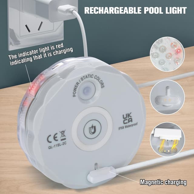 Thumbnail 6 de Qoolife LED Sommergibili Ricaricabile con Telecomando