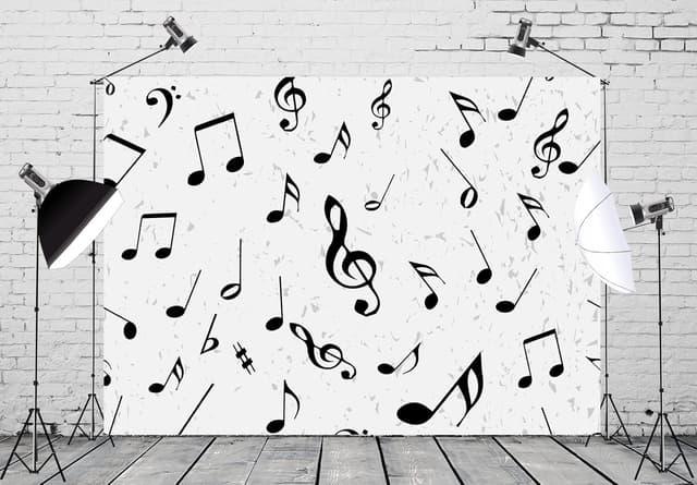 Detalle de BELECO 2.1 x 1.5m fabric music note backdrop (black & white) for photoshoots and parties