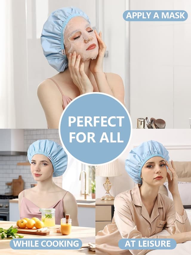 Thumbnail 6 de Years Calm Duschhaube für Frauen – wiederverwendbar, wasserdicht, extra groß (blau), zweilagig