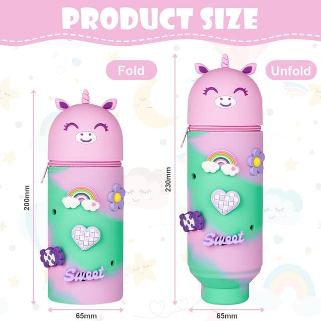 Detalle 2 de Vicloon Astuccio telescopico in silicone 2 in 1 con cerniera, unicorno