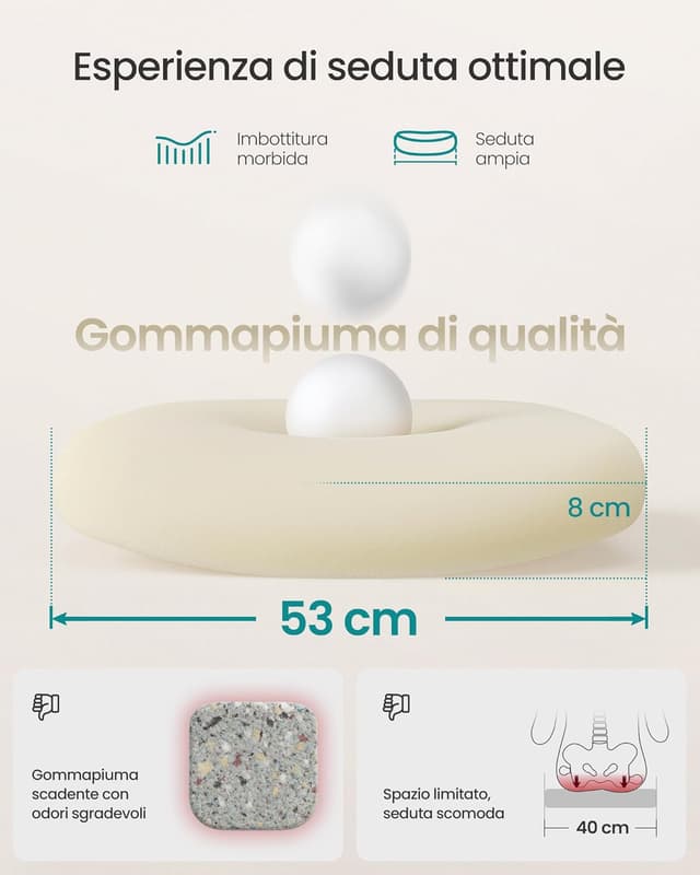 Detalle de SONGMICS Sedia da Ufficio Girevole in Rete con Supporto Lombare e Poggiatesta OBN047K01, Beige Cappuccino