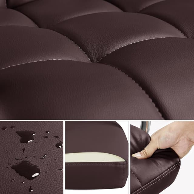 Detalle de Yaheetech Sedia Ufficio Scrivania con Ruote Girevoli e Altezza Regolabile (Ecopelle) con Braccioli Rimovibili, Marrone