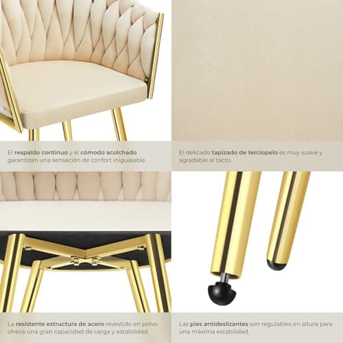 Thumbnail 6 de TecTake® Juego de Sillas Acolchadas con Reposabrazos