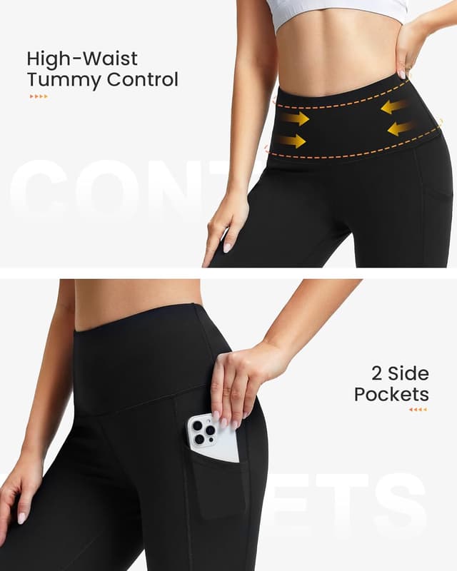 Detalle de SIMIYA Women’s High-Waist Cropped Sports Leggings with Pockets (3/4)