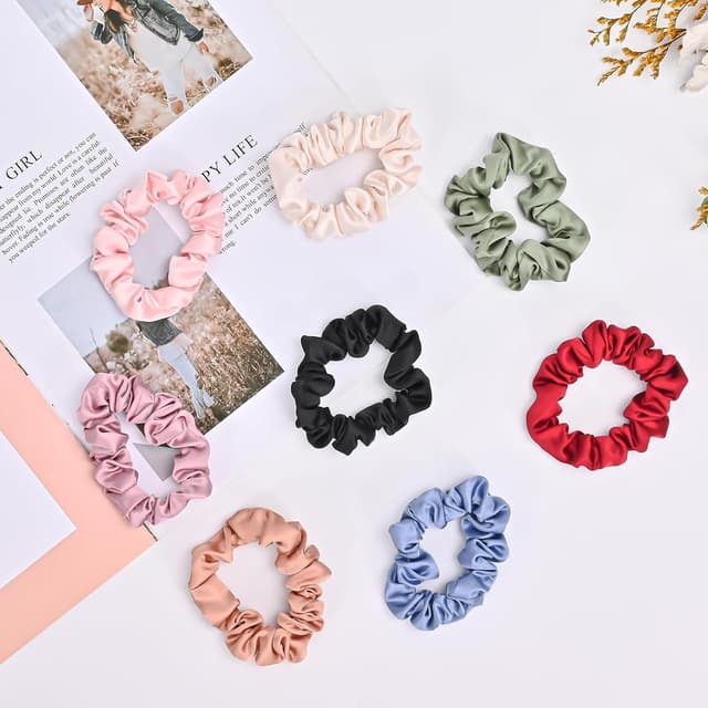 Thumbnail 6 de (8 Stück) Lolalet Seiden-Scrunchies aus Satin in 8 Farben – Haargummis für Pferdeschwanz, Damen & Mädchen