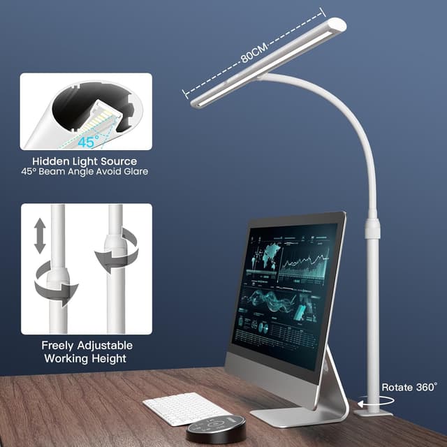 Detalle de EYOCEAN LED-Schreibtischlampe 24W, 80 cm mit Gestensteuerung & Fernbedienung