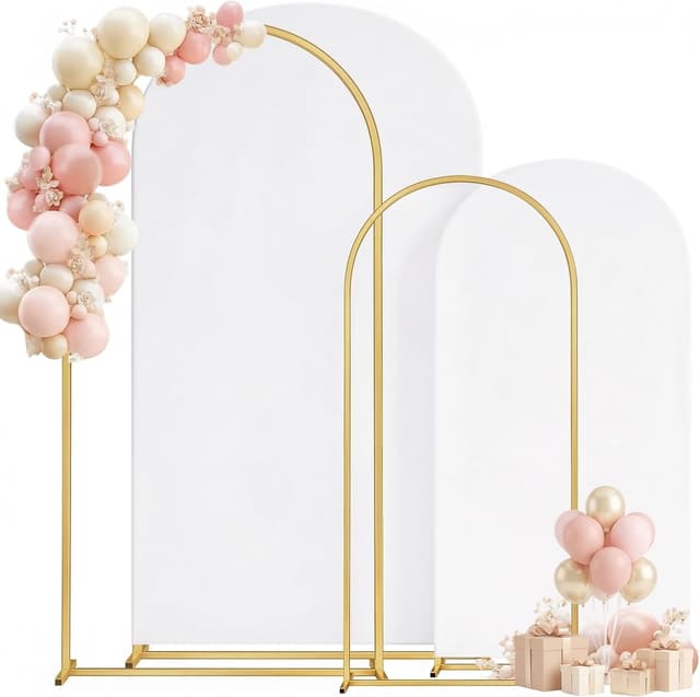 Detalle de Toolterritary Metal Arch Backdrop Stand and Cover Set (2-Pack) for Wedding, Parties, Baby Shower, and More