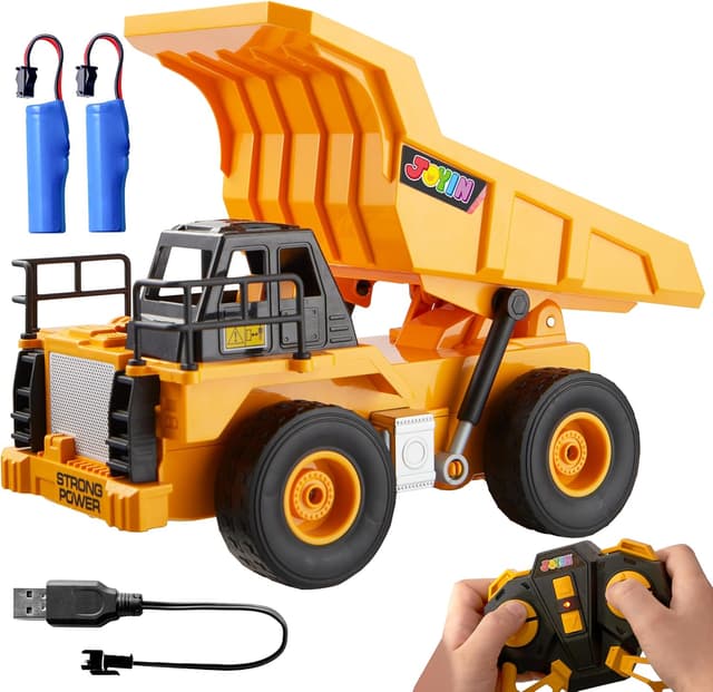 Detalle de JOYIN RC-LKW Muldenkipper (2,4 GHz) mit Licht & Sound – ferngesteuerter Kipplaster für Baustellen-Spielspaß