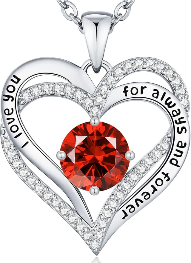 Detalle de CDE Damen Herz-Anhänger-Halskette mit 12 Geburtssteinfarben (925 Silber oder Messing)