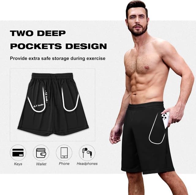 Detalle de miijoory 3/5 Pack Gym Shorts for Men with Pockets – Quick Dry, Breathable Activewear