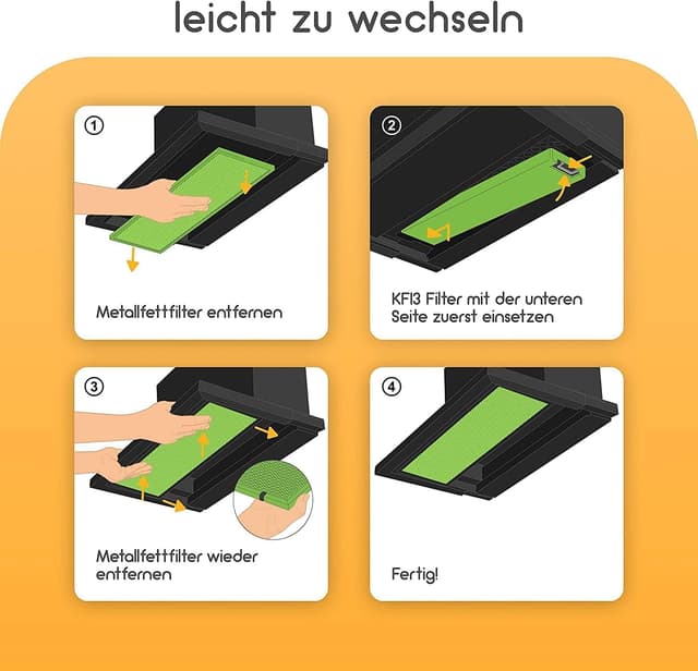 Detalle de KF3TEC® Aktivkohlefilter (ähnlich DKF13-1 / 6485741) für Miele Dunstabzugshauben DA 3XXX – passender Ersatz