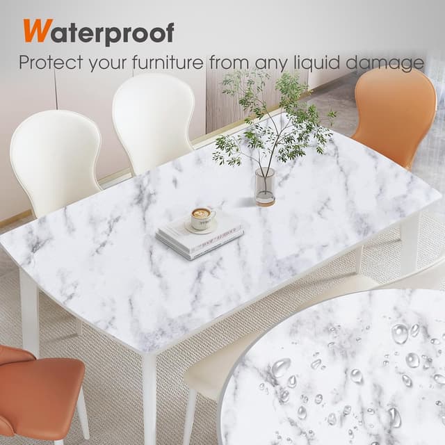 Detalle de ALIUNI Drawer and Shelf Liner (Non-Adhesive), White Marble, Waterproof Non-Slip PVC Mats, 12 in x 10 FT