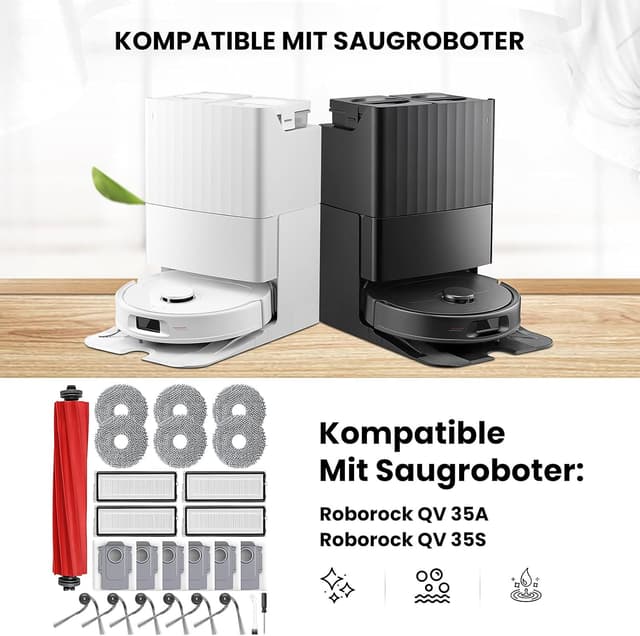 Detalle 2 de 25-teiliges Zubehör-Set für Roborock QV 35A / QV 35S / Qrevo / QR 598 / QR 798 Saugroboter