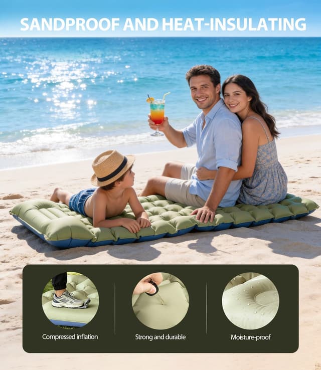 Detalle de DoXtreme selbstaufblasende Isomatte Luftmatratze 2-in-1 (195x66x10 cm) für Camping, Wandern & Reise