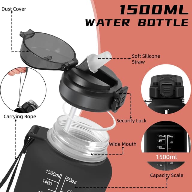 Thumbnail 2 de Mujigaga Borraccia 1,5 litri con cannuccia