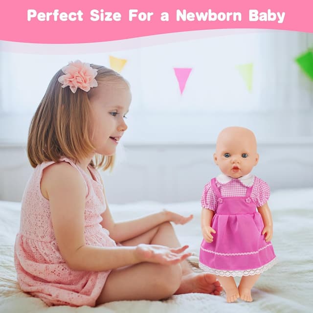 Thumbnail 6 de Aolso set vestiti per bambole New Born Baby Doll da 35-45 cm (con cappello), confezione da 4 pezzi arcobaleno