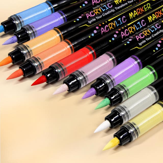 Detalle de WINSONS Colouring Pens – 24 Acrylic Paint Pens with Brush Tip (waterproof, non-toxic)