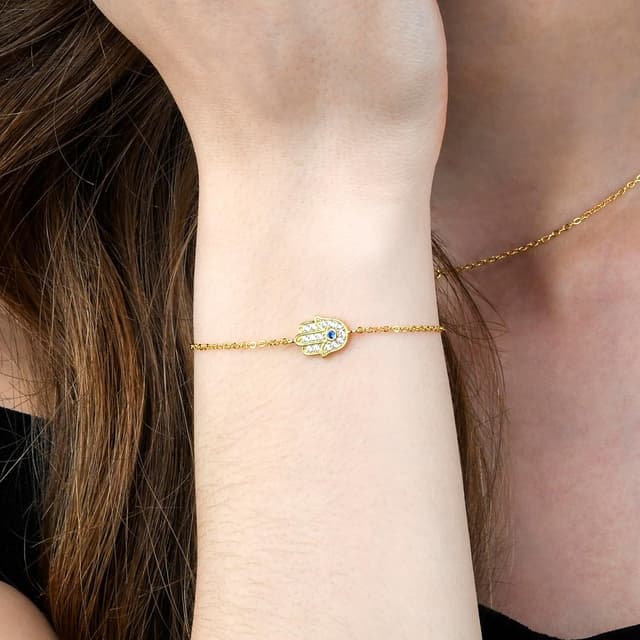 Detalle de Diamond Treats bracelet main de Fatma en argent 925 pour femme (khamsa) serti de pierres en zirconia