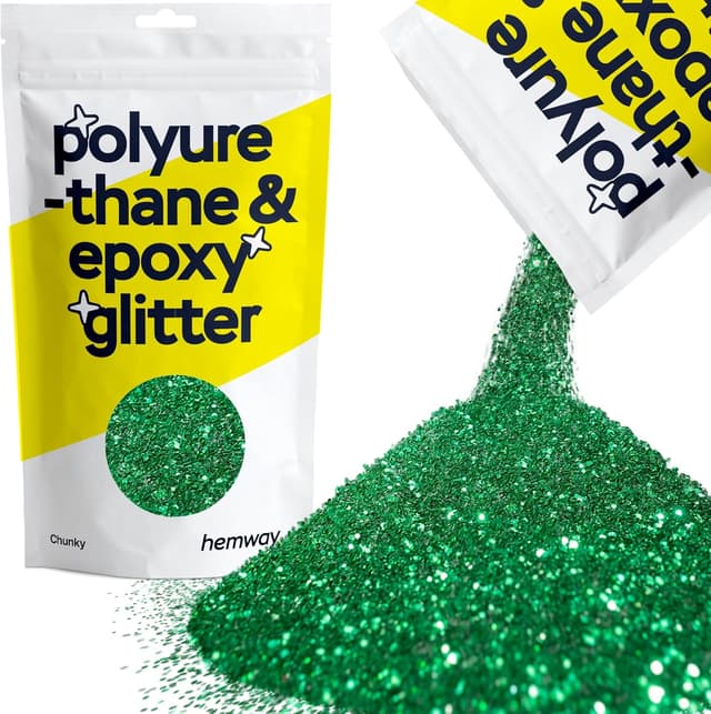 Detalle de Hemway Resin Glitter Emerald Green Chunky (100g) for Epoxy & Polyurethane Resin Crafts
