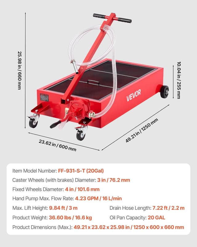 Thumbnail 6 de VEVOR Bandeja de Drenaje de Aceite 75,7 L