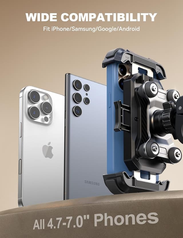 Thumbnail 6 de JOYROOM Motorcycle Phone Mount Holder with Dual Vibration Dampener (150 mph) and Metal Handlebar Clamp