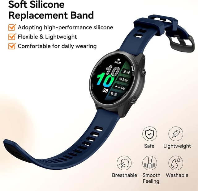 Detalle 2 de OVERSTEP 22mm silicone replacement watch band for Garmin Forerunner 970/965/955/945 and Descent G1/G1 Solar