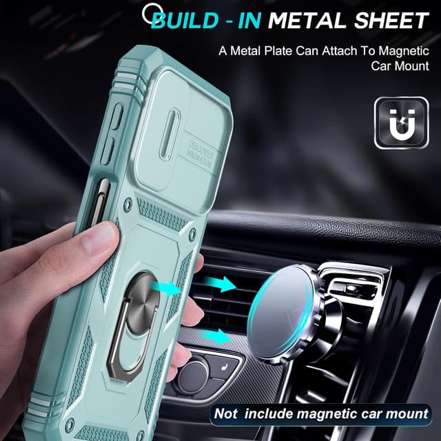 Detalle de LeYi for Samsung Galaxy A25 5G Camera Cover Slider Case (2-pack tempered glass + ring stand)