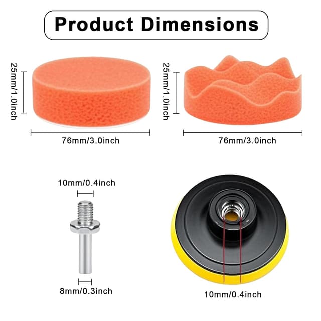 Detalle de 22-piece 3 inch Drill Polishing Pad Kit for Car Detailing (with M10 drill adapter)