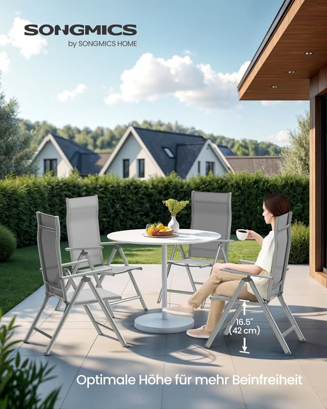 Detalle 2 de SONGMICS Gartenstühle faltbar GCB30GY – verstellbare Rückenlehne in 8 Positionen