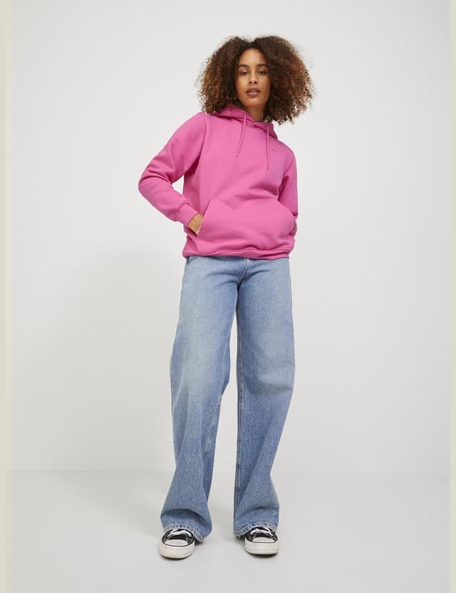 Detalle 2 de Felpa con cappuccio da donna JJXX Jxabbie LS Rel Every Brush Hood NOOS in tessuto spazzolato