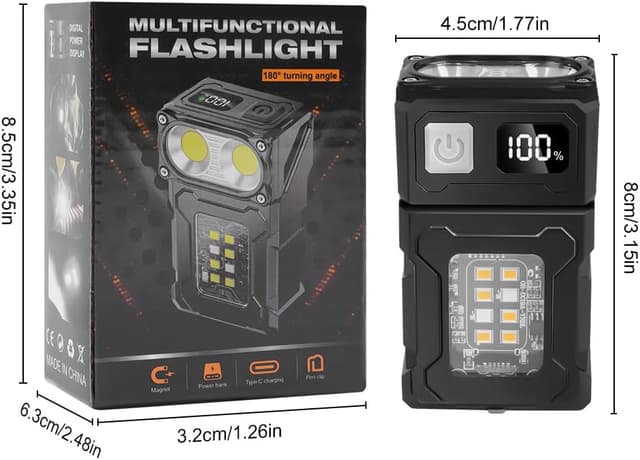 Detalle 2 de flintronic Lampe de poche rechargeable USB C mini LED ultra puissante à 7 modes, étanche IP45