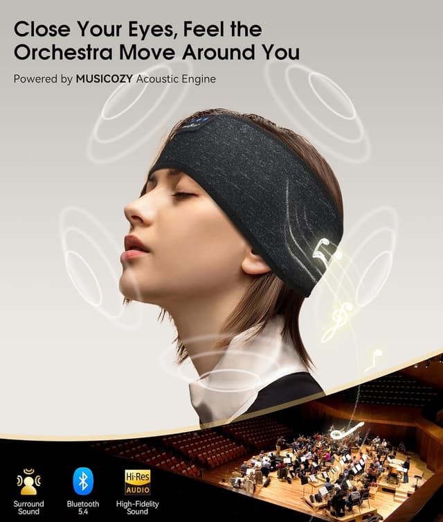 Detalle 2 de MUSICOZY Sleep Headphones Bluetooth 5.4 Headband