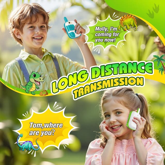 Detalle 2 de Wootoyz 2PCS Walkie Talkie for Kids (Dinosaur) – Outdoor adventure toy for ages 3–9
