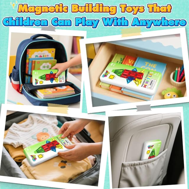 Detalle 2 de 40PCS Mini Magnetic Tiles 40-piece set for toddlers 🧩