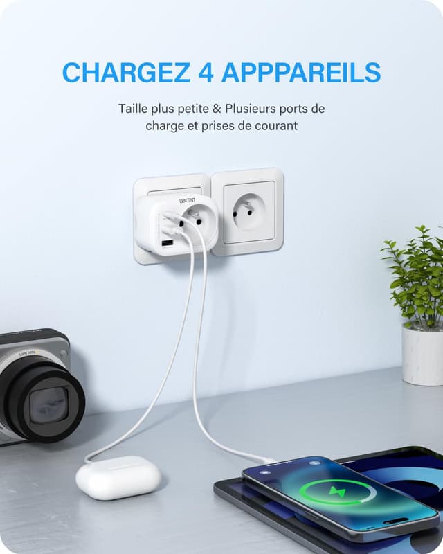 Thumbnail 2 de LENCENT Prise USB 4 en 1 4000W