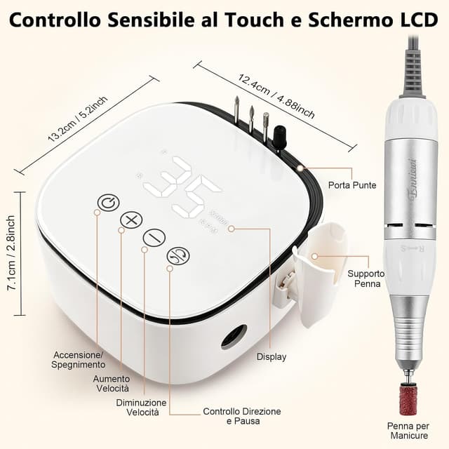 Thumbnail 6 de Enniewi fresa per unghie professionale 35.000 RPM con display LED